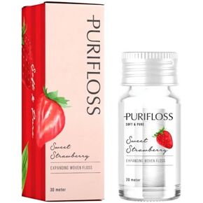 Premium Expanding Woven Dental Floss - PTFE & PFAS Free - Sweet Strawberry - Dentist Recommended - Kid Friendly - Vegan & Cruelty Free - 30yd