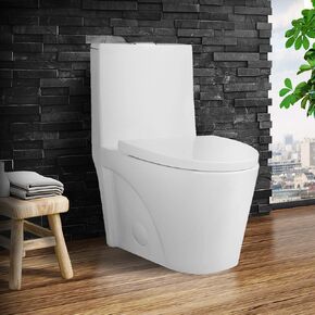 Fine Fixtures Dual-Flush Elongated One-Piece Toilet with High Efficiency Flush in Shiny Gold