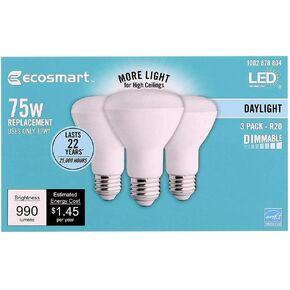 EcoSmart 75-Watt Equivalent R20 Dimmable LED Light Bulb Daylight (3-Pack)