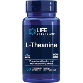 Life Extension L-Theanine, 100 mg, 60 Vegetarian Capsules (Pack of 2) - Amino Acid Derived from Tea - Gluten-Free, Non-GMO