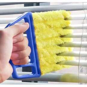 Mini-Blind Cleaner Shutters- Window Blind Brush Cleaning, Air Conditioner Duster Remover, Dust Cleaner with 7pcs Washable Blind Blade Clean Cloth for Household Office Clean
