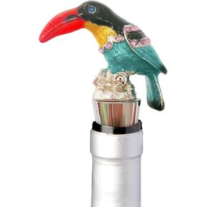 Hand Painted Parrot Wine Bottle Stopper - TenTen Labs Wine Stopper and Re-corker - Alcohol Stopper and Wine Saver - Gift Box Included