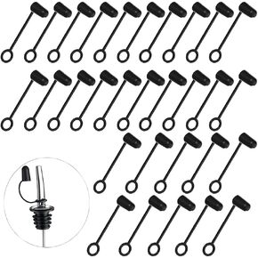 30 Pack Bottle Pourers Dust Covers Anti-Drop Rubber Dust Caps Pour Spout Sealed Cap for Stainless Steel Classic Tapered Pourer Stopper Vinegar Olive Oil Bottles