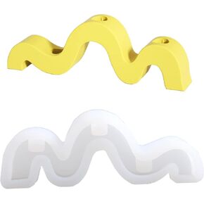 Concrete Candlestick Holder Mold Wave Shaped Candle Holder Mould Cement Taper Candle Container