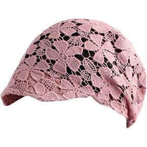 Women Fall Slouchy Crochet Beanie Hat Spring Summer Handmade Cutout Knit Skull Cap with Brim Visor