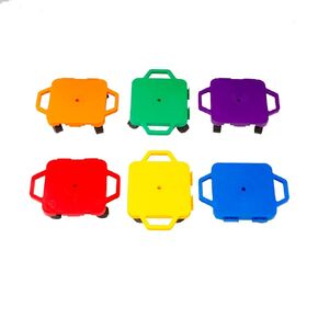 Cosom Scooter Board Set, 12 Inch Children's Sit & Scoot Board with 2 Inch Non-Marring Nylon Casters & Safety Guards for Physical Education Class, Sliding Boards with Safety Handles, Assorted Colors