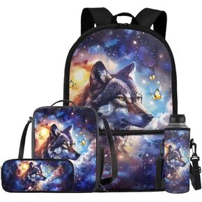 Dolphin Backpack for Girls Kids Backpack with Lunch Box Water Bottle Pouch and Aesthetic Pencil Case 4PCS Set Cute Bookbag with Front Pocket for School Teens 17 inch Large Capacity School Bag