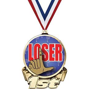 Loser First Place Medal, 3" Gold Funny Last Place Trophy Medal Award Prime