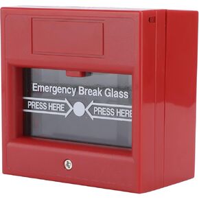 Glass Break Alarm Button Manual Reset Fireproof Red for Escape Door Security System, Door Emergency Button Exit Fire Alarm Switch, for Home Security