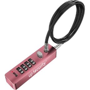 Combination Lock with Steel Cable Rope, Weatherproof 4 Digit Padlock Code Resettable Combo Lock for Luggage, Bicycle, Bike, Wardrobe, Cabinet, Locker, Fence (Pink, Cable: 23.6"/60cm)