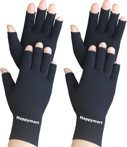 2 Pairs Arthritis Gloves, Hand Compression Gloves for Rheumatoid, Pain Relief, Carpal Tunnel, Swelling, Joint Support, Driving Fingerless Gloves for Women Men (Black + Pink, Medium) in Saudi Arabia