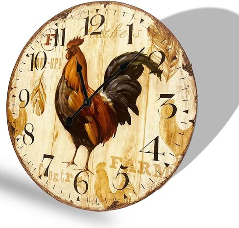 12-inch Vintage Wood Wall Clock - France Paris Colourful French Country Tuscan Style Non-Ticking Silent Wooden Wall Clock (#03) in Saudi Arabia
