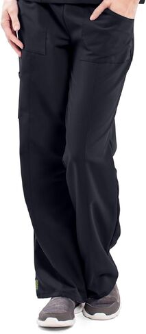 ave Scrubs 5570BLKXS بنطال طبي للنساء، باسيفيك افي، نمط ساق مستقيمة للتخسيس، جيوب كارجو، رائع للممرضات، أسود، X-Small in Kuwait