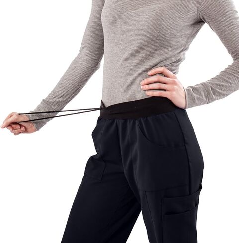 ave Scrubs 5570BLKXS بنطال طبي للنساء، باسيفيك افي، نمط ساق مستقيمة للتخسيس، جيوب كارجو، رائع للممرضات، أسود، X-Small in Kuwait