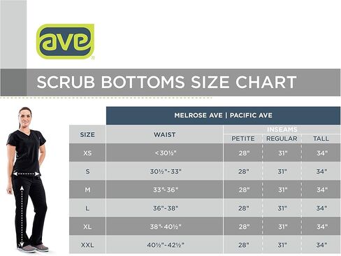 ave Scrubs 5570BLKXS بنطال طبي للنساء، باسيفيك افي، نمط ساق مستقيمة للتخسيس، جيوب كارجو، رائع للممرضات، أسود، X-Small in Kuwait