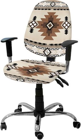 Red Christmas Office Chair Covers 2 Piece, Xmas Stretch Computer Chair Cover Universal Rotating Desk Chair Covers Washable Winter Snowman Chair Seat Cover Back Slipcover Protector Seasonal Snowflake in Saudi Arabia
