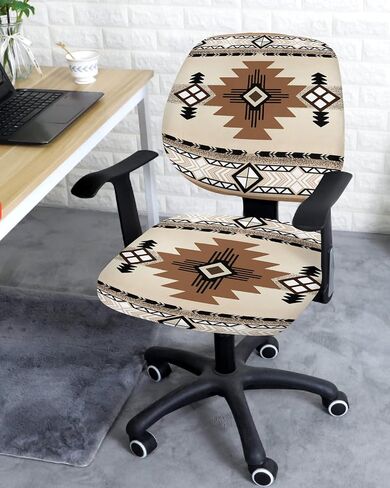 Red Christmas Office Chair Covers 2 Piece, Xmas Stretch Computer Chair Cover Universal Rotating Desk Chair Covers Washable Winter Snowman Chair Seat Cover Back Slipcover Protector Seasonal Snowflake in Saudi Arabia