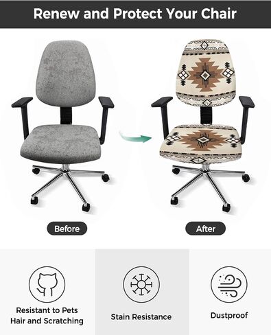 Red Christmas Office Chair Covers 2 Piece, Xmas Stretch Computer Chair Cover Universal Rotating Desk Chair Covers Washable Winter Snowman Chair Seat Cover Back Slipcover Protector Seasonal Snowflake in Saudi Arabia
