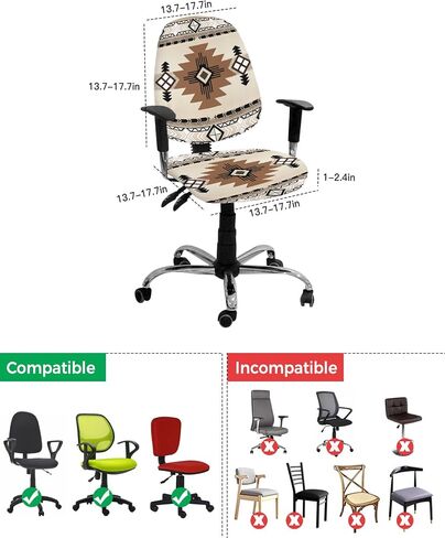 Red Christmas Office Chair Covers 2 Piece, Xmas Stretch Computer Chair Cover Universal Rotating Desk Chair Covers Washable Winter Snowman Chair Seat Cover Back Slipcover Protector Seasonal Snowflake in Saudi Arabia