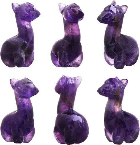 mookaitedecor Crystal Alpaca Statue Polished Pocket Stone Hand-Carved Animal Crystal Sculpture for Home Room Office Desk Decor, Amethyst in Saudi Arabia