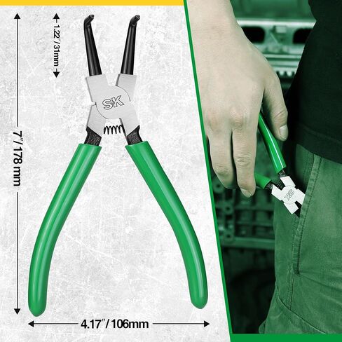 SK 4-Piece Snap Ring Pliers Set, 7-Inch Internal/External Circlip Pliers with Straight/Bent Jaw, Tip Diameter 5/64'', Premium CR-V Steel in Saudi Arabia