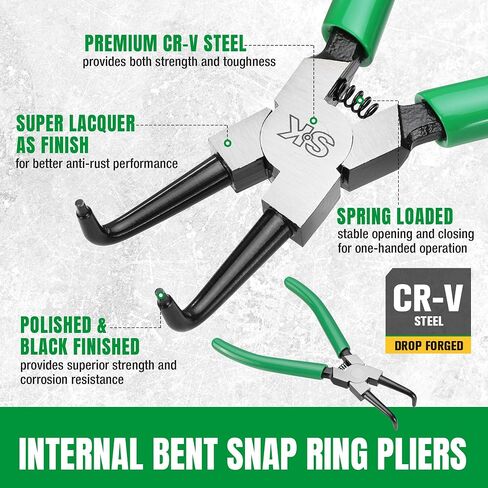 SK 4-Piece Snap Ring Pliers Set, 7-Inch Internal/External Circlip Pliers with Straight/Bent Jaw, Tip Diameter 5/64'', Premium CR-V Steel in Saudi Arabia