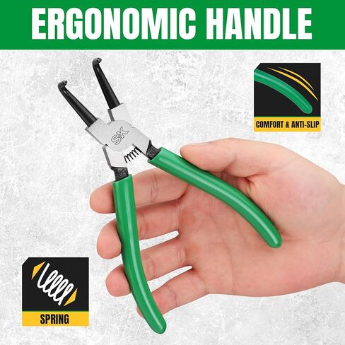 SK 4-Piece Snap Ring Pliers Set, 7-Inch Internal/External Circlip Pliers with Straight/Bent Jaw, Tip Diameter 5/64'', Premium CR-V Steel in Saudi Arabia