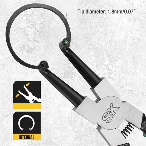 SK 4-Piece Snap Ring Pliers Set, 7-Inch Internal/External Circlip Pliers with Straight/Bent Jaw, Tip Diameter 5/64'', Premium CR-V Steel in Saudi Arabia