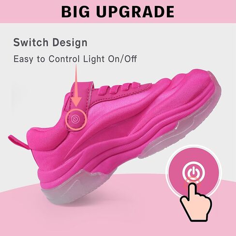 YESKIS Boys Girls Light Up Shoes with Switch 3 Lighting Modes Fizzzy Big Kids LED Running Tennis Sneakers for Toddler Little and Big Kid in Kuwait