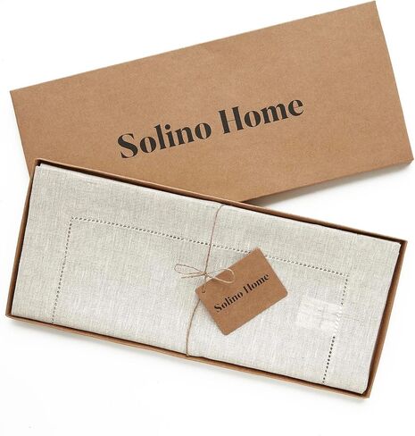Solino Home Light Natural Linen Table Runner 120 Inches Long – 100% Pure Linen Classic Hemstitch Table Runner 16 x 120 Inch – Machine Washable Dining Table Runner for Summer in Saudi Arabia