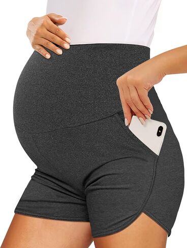 Peauty Maternity Shorts Over The Belly with Pockets, Pregnancy Lounge Shorts, Before, During After Pregnancy in Saudi Arabia