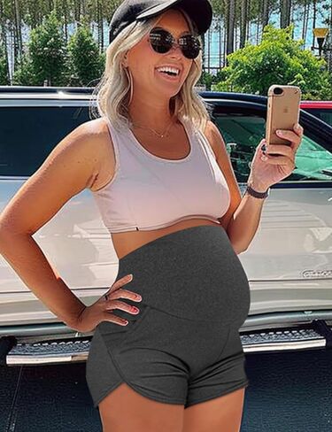 Peauty Maternity Shorts Over The Belly with Pockets, Pregnancy Lounge Shorts, Before, During After Pregnancy in Saudi Arabia