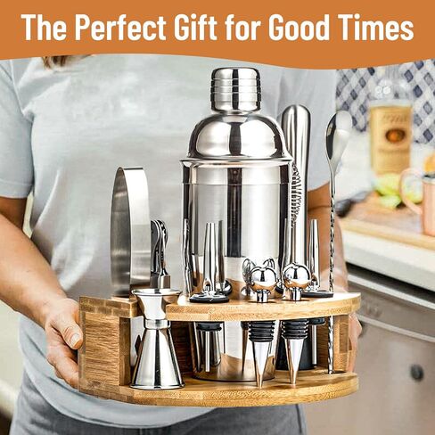Cocktail Shaker Set Bartender Kit with Stand, Stainless Steel Bar Set Professional Cocktail Kit Martini Cocktail Shaker, Bar Tools Bartender Accessories Perfect for Home Bar Mini Bar in Saudi Arabia