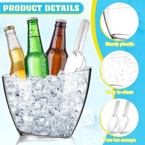 4 Pcs Acrylic Ice Buckets 5.2l Champagne Wine Buckets for Parties Plastic Acrylic Ice Tub Acrylic Ice Bucket Cooler with 2 Pcs Ice Scoop for Bar Parties Beer Wine Drinks Bottles in Kuwait