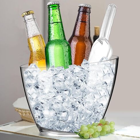 4 Pcs Acrylic Ice Buckets 5.2l Champagne Wine Buckets for Parties Plastic Acrylic Ice Tub Acrylic Ice Bucket Cooler with 2 Pcs Ice Scoop for Bar Parties Beer Wine Drinks Bottles in Kuwait