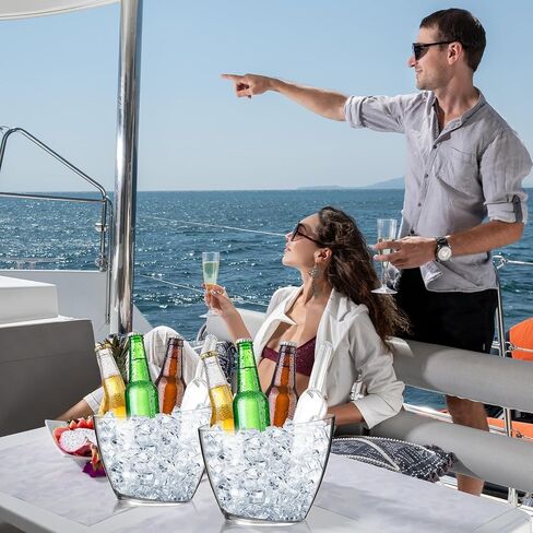 4 Pcs Acrylic Ice Buckets 5.2l Champagne Wine Buckets for Parties Plastic Acrylic Ice Tub Acrylic Ice Bucket Cooler with 2 Pcs Ice Scoop for Bar Parties Beer Wine Drinks Bottles in Kuwait