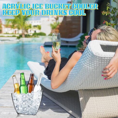 4 Pcs Acrylic Ice Buckets 5.2l Champagne Wine Buckets for Parties Plastic Acrylic Ice Tub Acrylic Ice Bucket Cooler with 2 Pcs Ice Scoop for Bar Parties Beer Wine Drinks Bottles in Kuwait