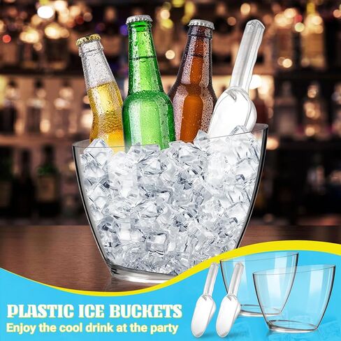 4 Pcs Acrylic Ice Buckets 5.2l Champagne Wine Buckets for Parties Plastic Acrylic Ice Tub Acrylic Ice Bucket Cooler with 2 Pcs Ice Scoop for Bar Parties Beer Wine Drinks Bottles in Kuwait