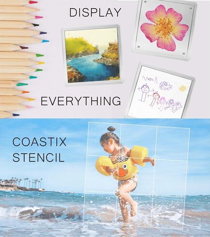 Coastix Photo Coasters Set of 4, Personalized Picture Coasters for Drinks, Modern Square Drink Coasters for Coffee Table Decor, Shatterproof Acrylic Glass Photo Frame Coasters, Home Decor Custom Gifts in Saudi Arabia