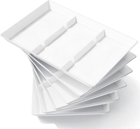 Lifewit Serving Tray Divided for Party Supplies, 4 PCS 15" x 10" Plastic Platters for Serving Food, White Reusable Tray for Veggie, Snack, Fruit, Cookies, Desserts in Kitchen/Pantry in Saudi Arabia