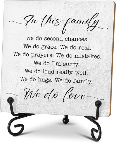Family Signs Home Decor Gifts for Family, Home Office Desk Decor Wood Plaque with Stand, Rustic Farmhouse Decor the Home Sign - C38 in Kuwait