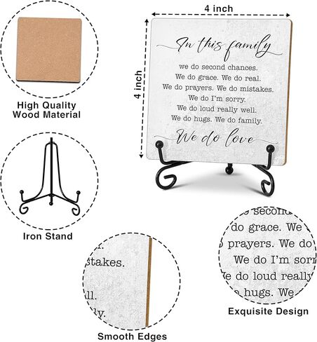Family Signs Home Decor Gifts for Family, Home Office Desk Decor Wood Plaque with Stand, Rustic Farmhouse Decor the Home Sign - C38 in Kuwait