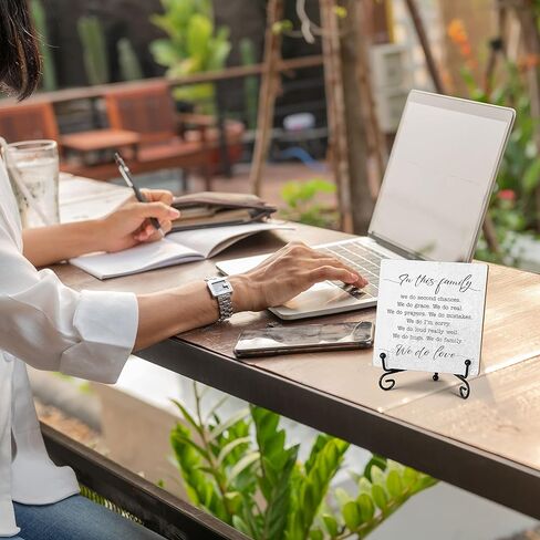 Family Signs Home Decor Gifts for Family, Home Office Desk Decor Wood Plaque with Stand, Rustic Farmhouse Decor the Home Sign - C38 in Kuwait