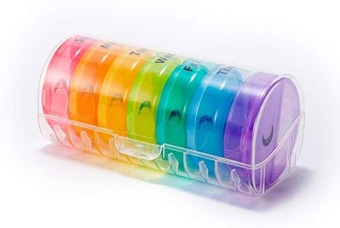 Pill Box Weekly Daily Pill Organizer AM PM 7 Day with Moisture-Proof Design (Multicolor) in Saudi Arabia