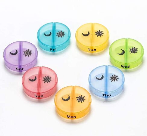 Pill Box Weekly Daily Pill Organizer AM PM 7 Day with Moisture-Proof Design (Multicolor) in Saudi Arabia