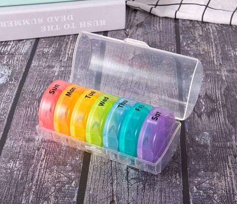 Pill Box Weekly Daily Pill Organizer AM PM 7 Day with Moisture-Proof Design (Multicolor) in Saudi Arabia