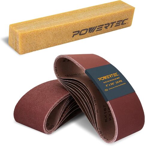 POWERTEC 15PK 4 x 21 Inch Sanding Belts for Belt Sander, 5 Each of 80, 120, 150 Grits, Aluminum Oxide Belt Sander Paper Assortment for Wood & Paint Sanding, Metal Polishing (110011) in Saudi Arabia