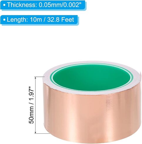 PATIKIL Copper Foil Tape 0.24 Inch x 33 Feet 0.05mm Thick Double Sided Conductive Adhesive EMI Shielding for Electronics, Circuits, Grounding in Saudi Arabia