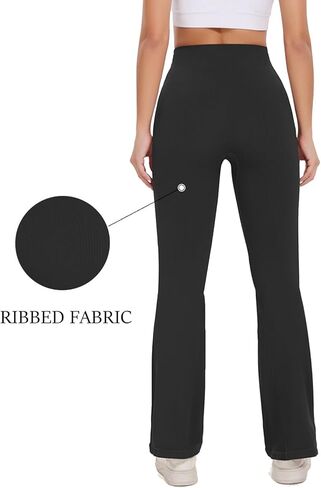 سروال اليوغا Bootcut للنساء، طماق مضيئة، عالية الخصر، قابلة للتمدد، سروال جرس سفلي غير رسمي in Kuwait