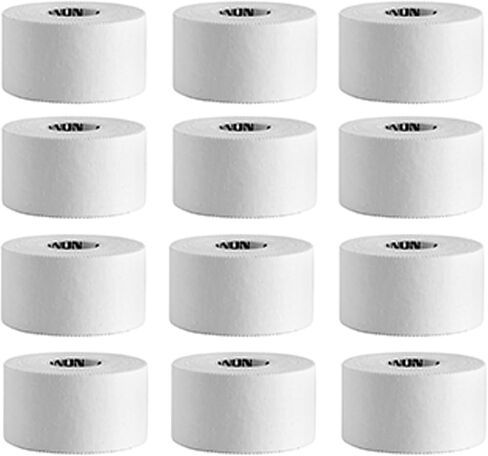 Premium Athletic Tape 1.5" x 45 Feet Per Roll, Easy Tear, No Residue, Strong Support, Hypoallergenic and Breathable, Pack of 12 (White) in Saudi Arabia